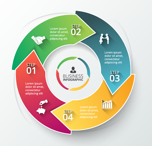 Moderne circulaire infographies vector design Set 09 modern infographies Circulaire   