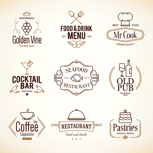 Restaurant Speisekarte Logos Vektordesign 03 Restaurant Essen restaurant menu logos   