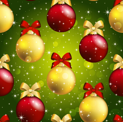 Glänzende Weihnachtsbälle Ornament nahtlos Muster Vektor 04 Weihnachtsball Weihnachts- shiny ornament nahtlos   