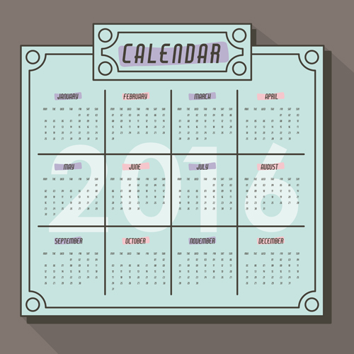 Simple mur calendrier 2016 Design vecteurs ensemble 09 simple mûr conception calendrier 2016   