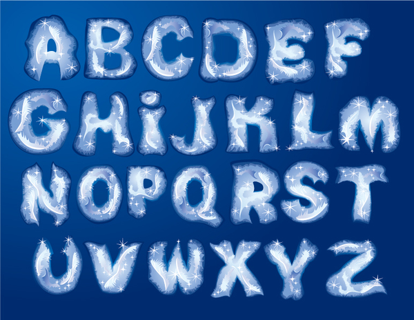 Neige avec le vecteur d’alphabet de glace neige glace alphabet   