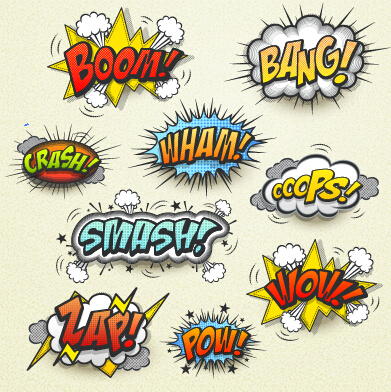 Discours bulles Cartoon explosion styles vecteur ensemble 12 explosion discours dessin animé bulles de la parole Bulles   