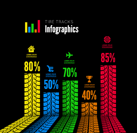 タイヤトラックインフォグラフィックベクター素材03 トラック タイヤ インフォグラフィック   