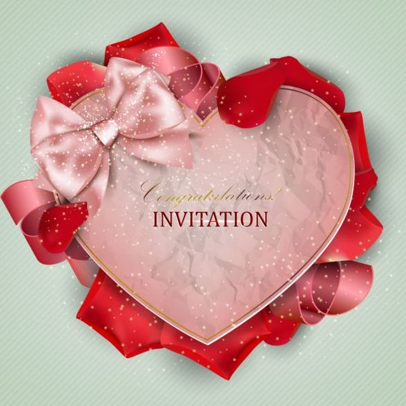 Valentinstag Einladungskarte mit Blütenvektor 01 Valentine petal Karte Einladung   