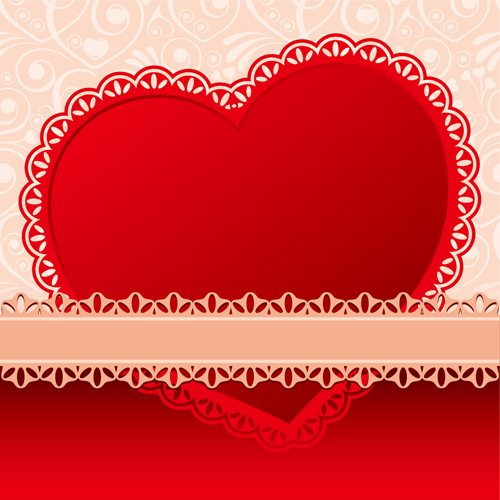 Coeur de jour de valentines avec le matériel de vecteur de dentelle 03 Saint-Valentin matériel dentelle coeur   