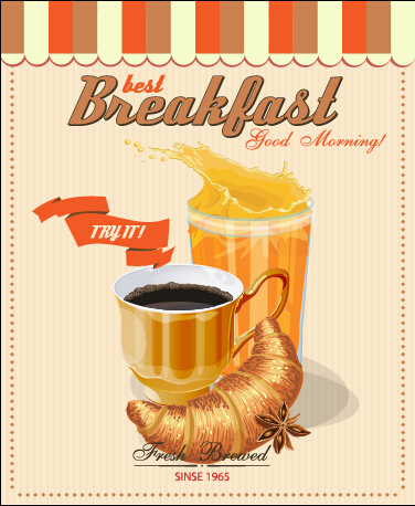 ベクターレトロ朝食ポスターデザイングラフィック01 朝食 レトロフォント ポスターデザイン ポスター   