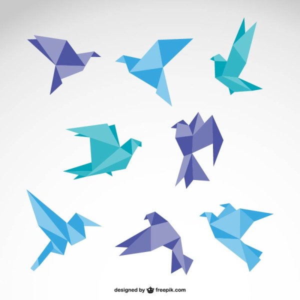 折り紙の鳥のグラフィックのベクトルセット 鳥 折り紙   