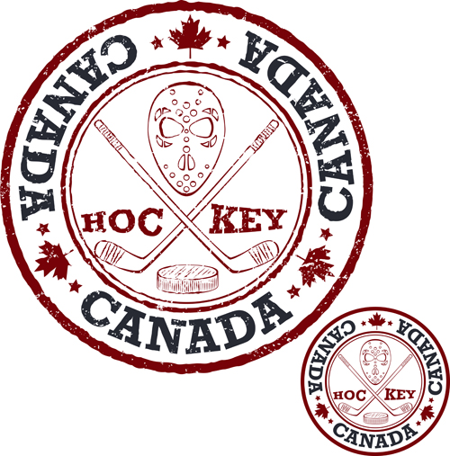 Vintage canada Hockey-Stempel-Vektormaterial 08 vintage Stempel material Kanada hockey   