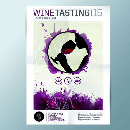 Wasserfarben-Weinkarte Design Vektor 01 Wein menu Aquarell   