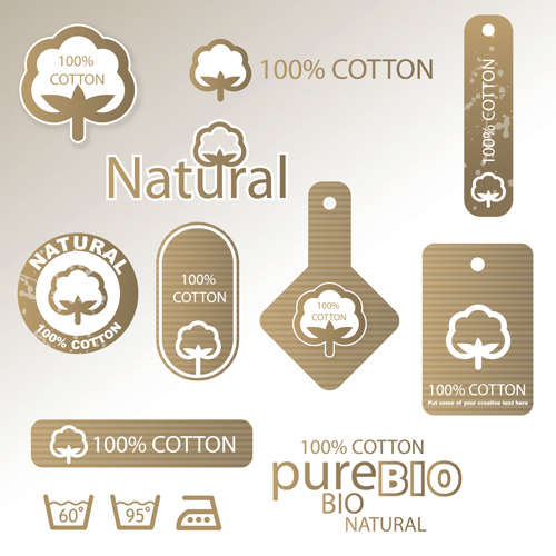 100% Baumwollqualität Etiketten Vector 02 Qualität premium Etiketten Baumwolle   