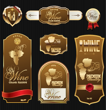 étiquettes de vin de luxe avec autocollant Vector Graphics 02 luxe étiquettes autocollant   