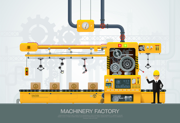 Maschinen-und Fabrikvorlage Vektor 04machine und Fabrikbetrieb Vektor 04 Maschine Gewerbe Fabrik   