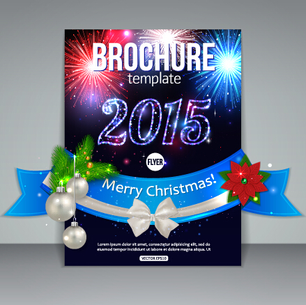 2015クリスマスと新年のパンフレットベクター素材09 新年 パンフレット クリスマス 2015   
