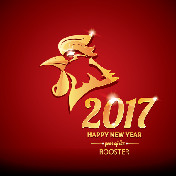 2017 chinesisches neues Jahr der Hahn roten Stile Hintergrundvektor 05 Stile Neu Jahr Hahn Chinesisch 2017   