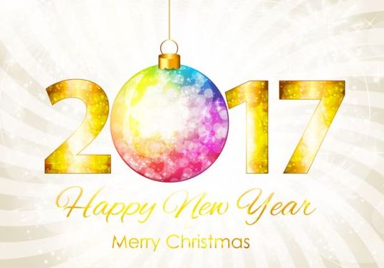 2017 Neujahr mit Weihnachtsdekor-Hintergrundvektor 04 Weihnachten Neujahr Dekor 2017   