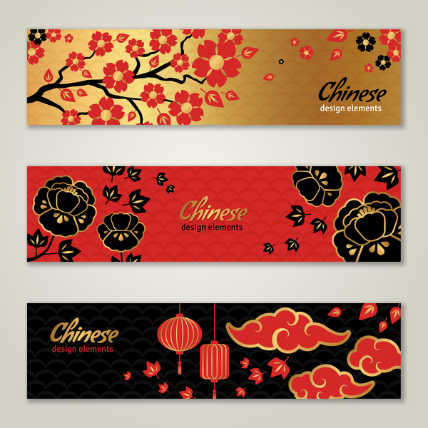 3 chinesische Stile Banner Vektor Stile Chinesisch banner   