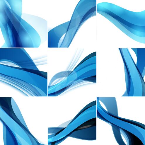 Abstrait bleu ondulé fond ensemble vecteur 03 ondulé fond Bleu Abstrait   