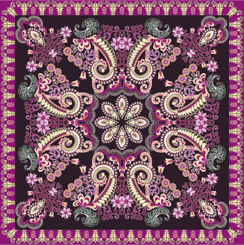 Ornements floraux de bandana avec motif Paisley vecteur 05 paisley ornements motif floral bandana   