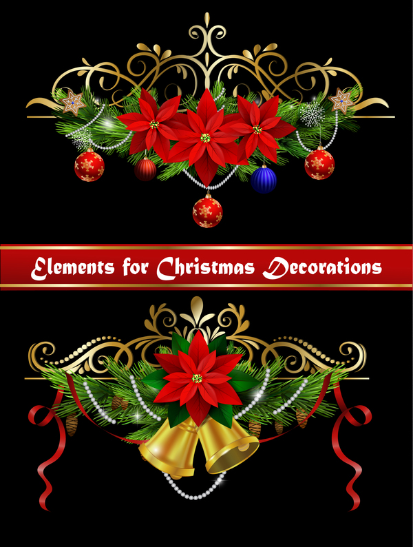 美しいクリスマスデコレーションデザイン要素ベクトル04 装飾 美しい クリスマス   