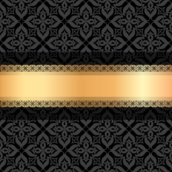 Schwarze Luxus-Dekoration mit goldenem Bändchen-Hintergrundvektor 01 Schwarz Luxus gold Dekoration band   