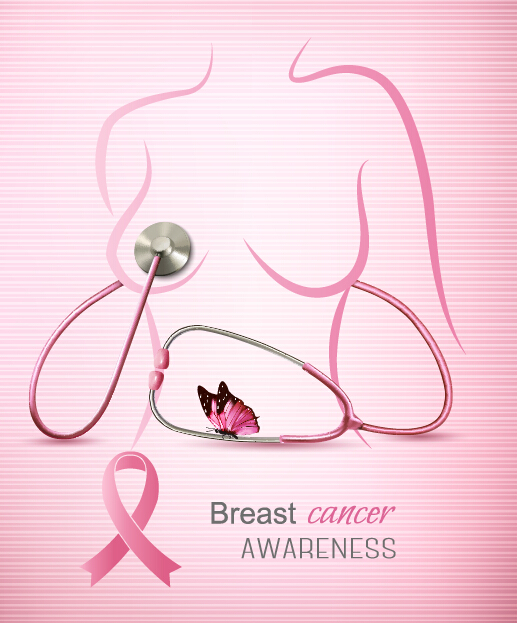 Le cancer du sein sensibilisation affiches publicitaires rose styles vecteur 04 styles roses sensibilisation sein Publicité cancer affiches   