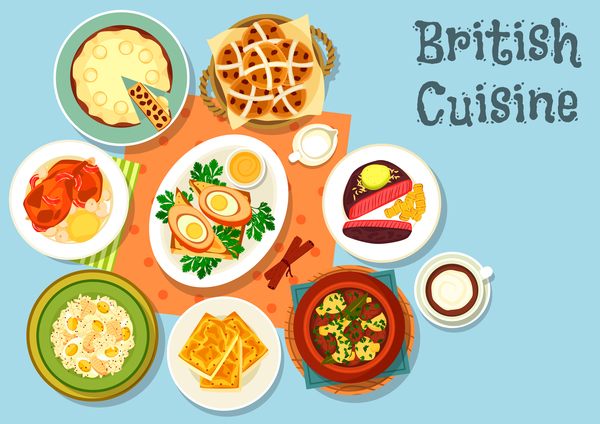 Cuisine britannique vecteur matériel alimentaire 02 nourriture Cuisine Britannique   