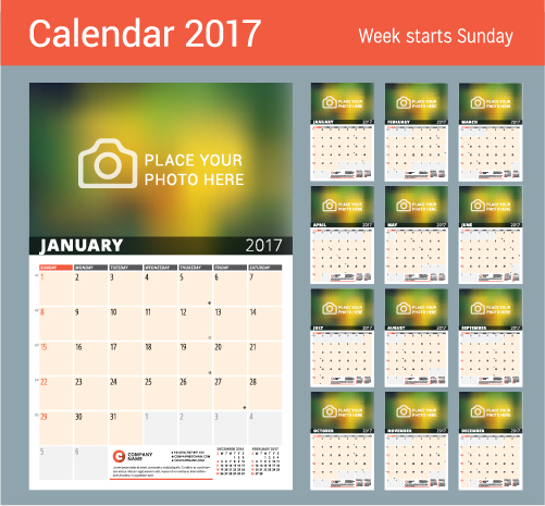 写真のベクトルの設計のカレンダー 2017 11 写真 カレンダー 2017   