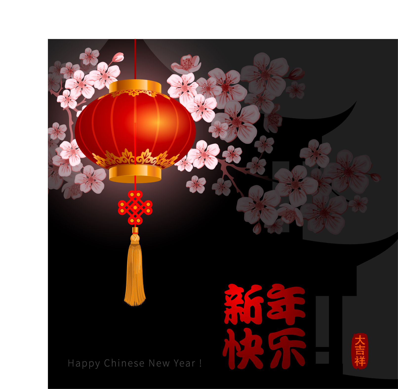 Chinesischer Neujahrshintergrund mit rotem Laternenvektor 02 Neujahr Laterne Hintergrund Chinesisch   