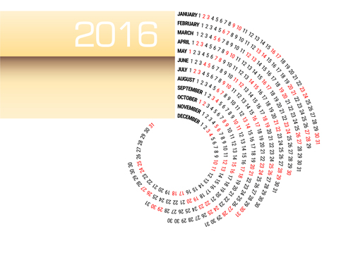Kreiskalender 2016 abstrakter Vektor Zusammenfassung Kalender 2016   