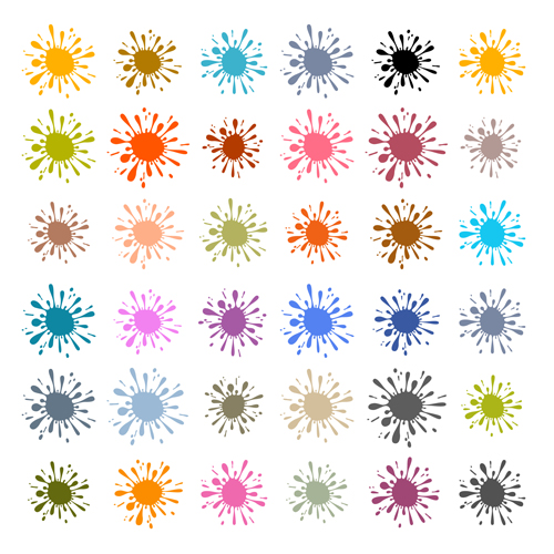 Tache colorée éclaboussures vector design Set 11 tache spatter coloré   