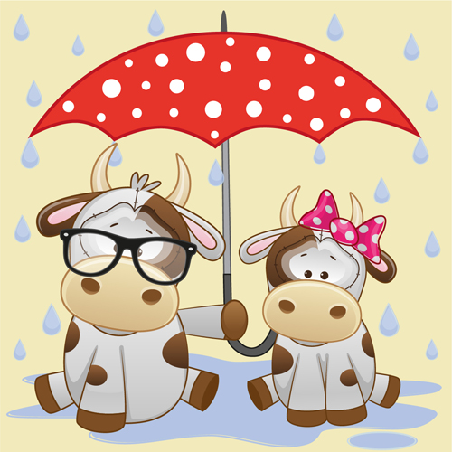 Animaux mignons et vecteur de dessin animé de parapluie 19 parapluie cartoon animaux mignons animaux   