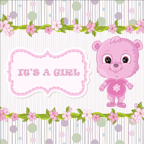 Niedliche Blumengrenze mit Baby-Card-Vektor 07 Karte Grenze floral cute baby   