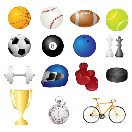 Différentes icônes de vecteur d’équipement de sport 02 sports icônes équipement de sport équipement Différents   
