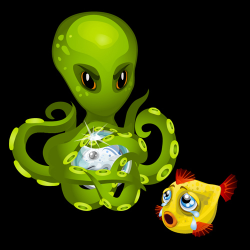 Lustige Tintenfiskat-Charaktervektor 02 squid funny character catoon   