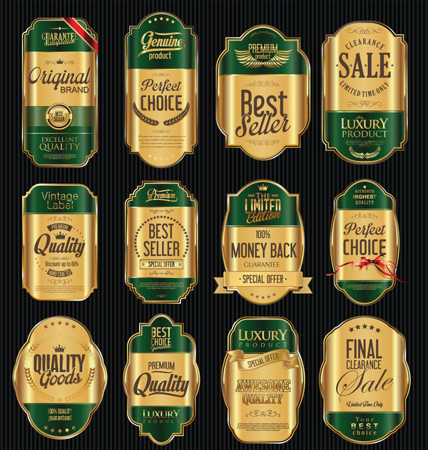 Grüne und Gold Luxus-Etiketten Vektor Luxus grün gold Etiketten   