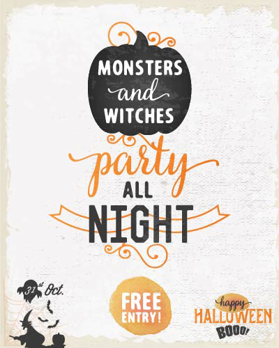 Halloween-Party-Nachtposter Vintage-Vektormaterial 03 poster party material halloween   