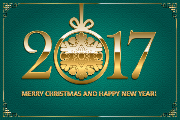 Frohes neues Jahr mit Weihnachten 2017 goldener Textvektor 04 Weihnachten Neujahr Jahr happy gold 2017   