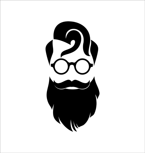 Longue barbe hipster tête portrait vecteur ensemble 02 tête portrait long hipster barbe   