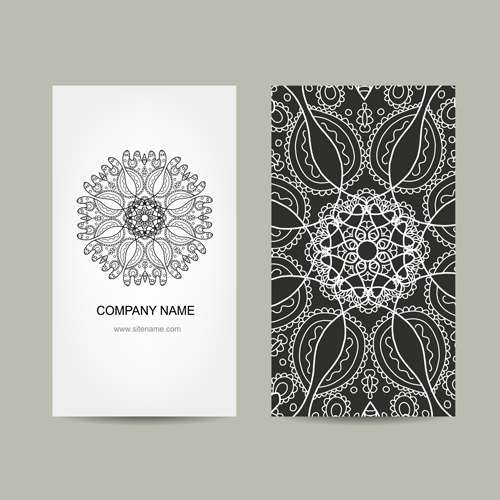 Ornement floral cartes de visite vecteur Set 03 ornement floral carte business   