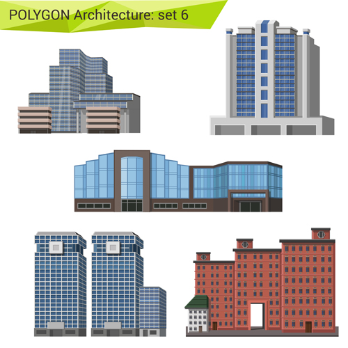 Ensemble vectoriel de conception d’architecture polygonale 06 polygonale architecture   