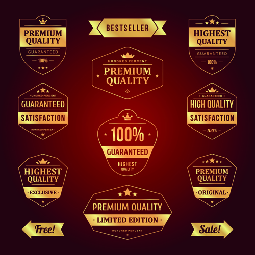 Rétro Premium qualité vente étiquettes vecteur ensemble 03 vente qualité premium police rétro étiquettes étiquette   