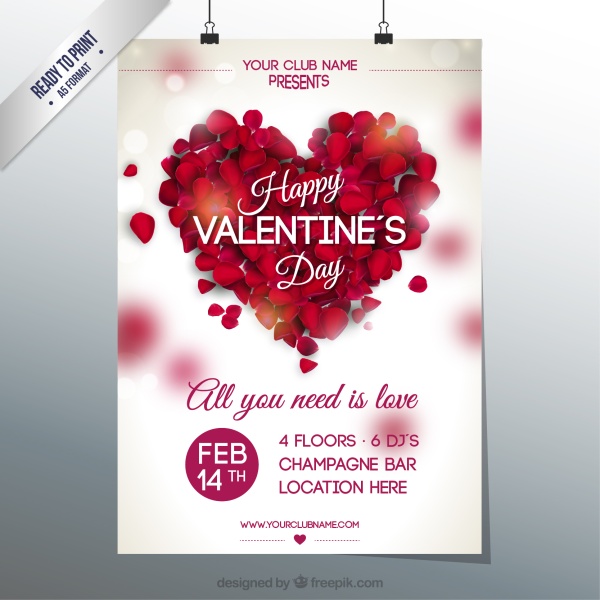 Rosenherz Valentinstag Plakatvektor Valentine poster Herz   