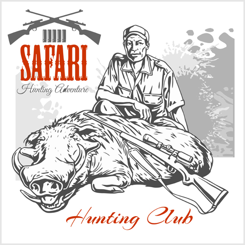 Safari-Jagdclud-Plakatvektor 04 safari poster hunting clud   