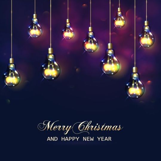 Ampoule brillante avec le nouvel an et le vecteur de Noël 02 Noël neuf lumière brillant année Ampoule   