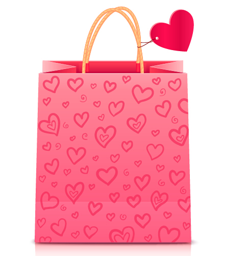 Sac à provisions avec vecteur de modèle de coeur shopping modèle coeur   