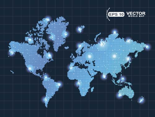 ベクター世界地図青テンプレート 青 地図 世界   