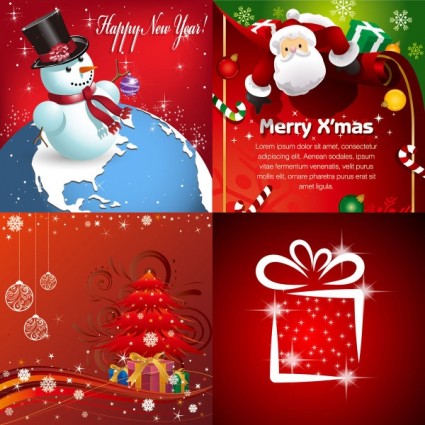 Noël rouge ornements cartes vecteur ensemble rouge Noël fond cartes Belle   