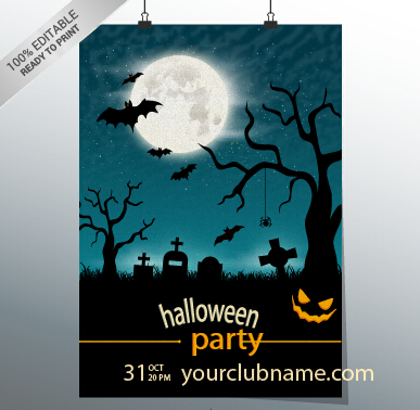 Halloween fête nuit affiche design vecteur 02 poster design poster halloween   