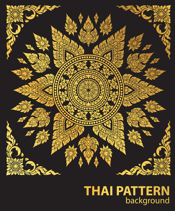 Linie thai Goldmuster-Vektormaterial thai Muster Linie gold   