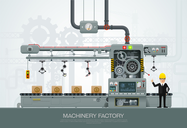 vecteur de modèle d’entreprise de machine et d’usine 03 usine machine Entreprise   